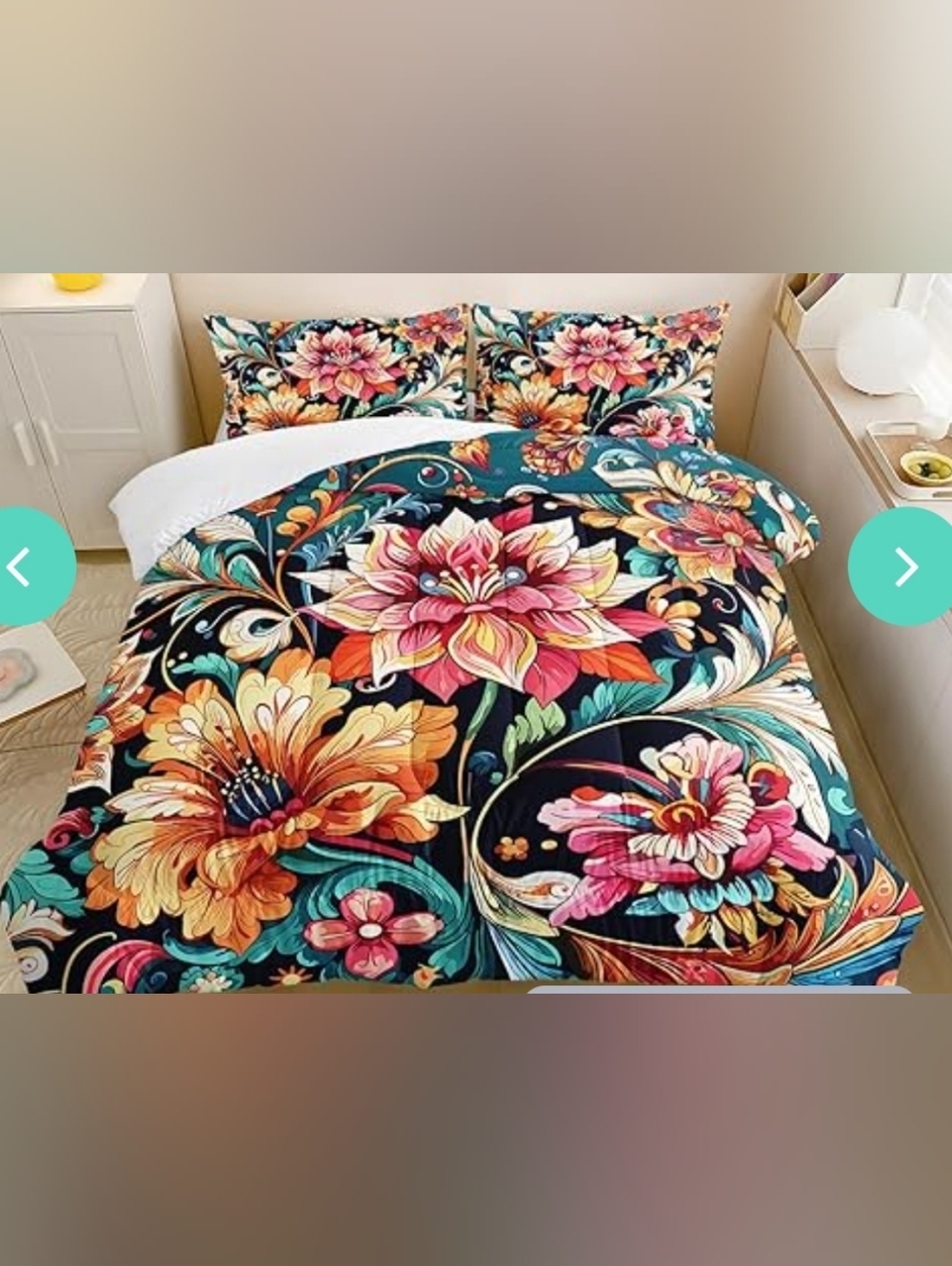 New Full Size Colorful Floral Comforter Set